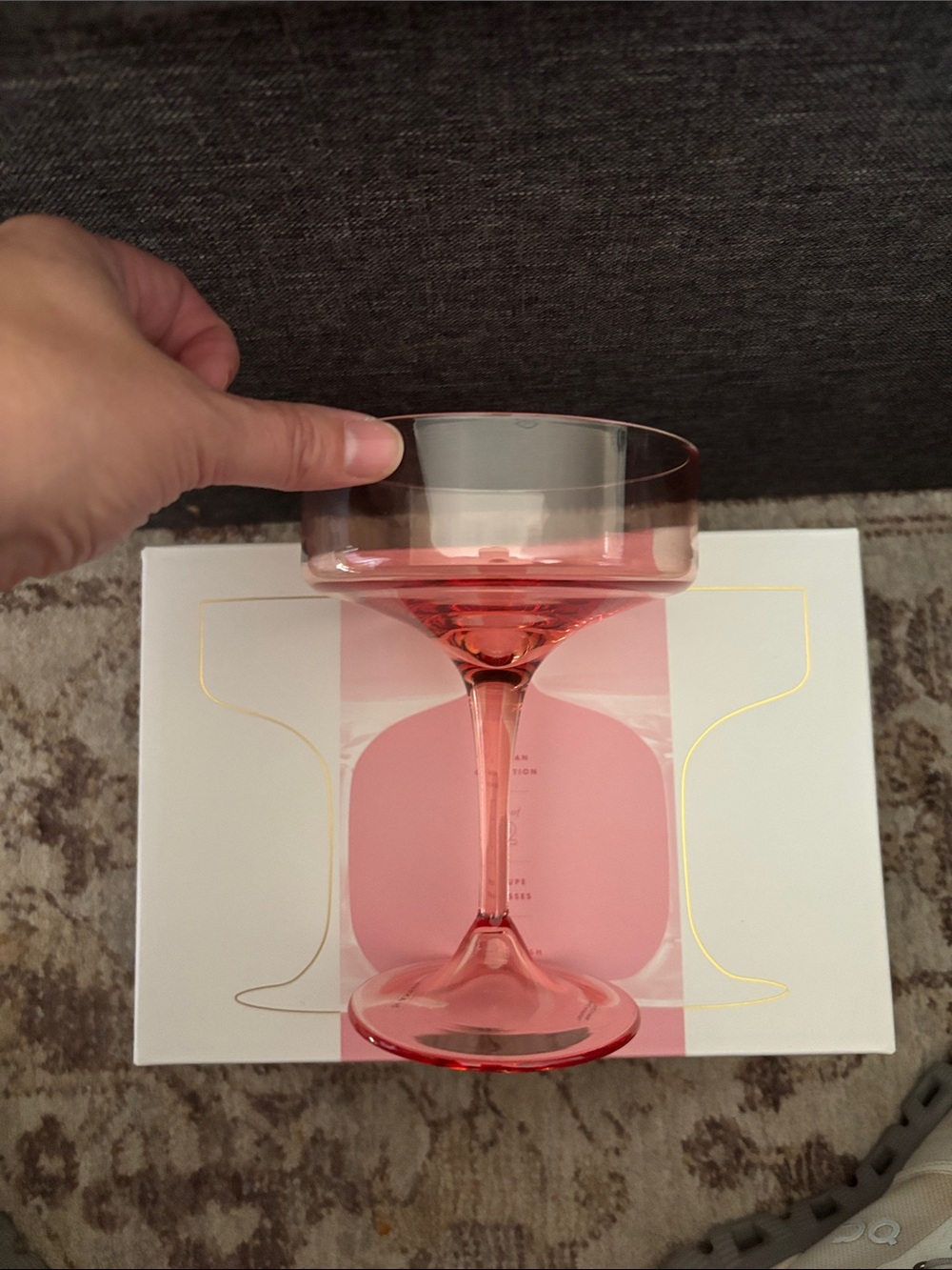 Anthropologie Morgan Pink Glass Coupe Cocktail Glass - Elegant Stemware set 4